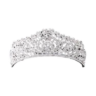 Imagem de Tiara De Noiva Em Cristal Prateado Com Strass, Coroa De Princesa Para 