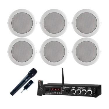 Imagem de COMP Kit Som Ambiente com 3 Pares de Arandelas Leson LS78-AR + Microfo