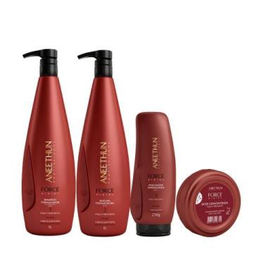 Imagem de Kit Aneethun Force Shampoo 1L, Máscara 1Kg, Finalizador e Dose  Força 