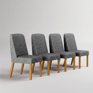 Imagem de Kit 4 Cadeiras de Jantar Madeira Isis Cinamomo/Cinza