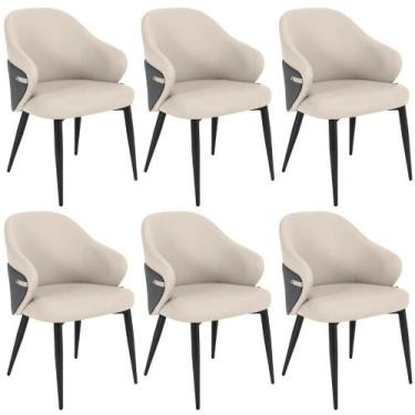 Imagem de Kit 6 Cadeiras De Jantar Estofada Milano Design Italiano Com Encosto E