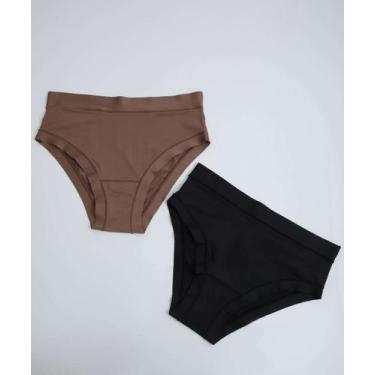 Imagem de Kit 2 Calcinhas Cintura Alta DelRio-61018, M, Marrom, Preto