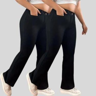 Imagem de Kit 2 Calças Jeans Plus Size Tex Jeans Confortavel e Elegante Feminina-Feminino