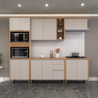 Imagem de Conjunto De Cozinha Allure Linea Brasil 5 Peças Jequitiba/gris Fosco