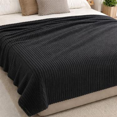 Imagem de Manta Cobertor Casal Relevo Canelado 200 X 180 Cm - Preto