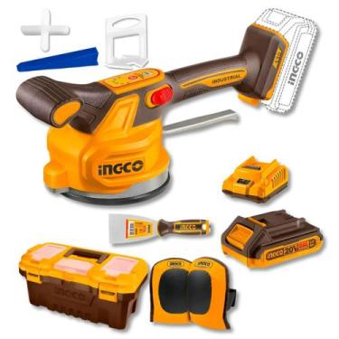 Imagem de Maquina Para Assentar Piso A Bateria Ingco 20V Com Ventosa Joelheiras 