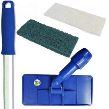 Imagem de Kit Mop Limpa Tudo LT Com Cabo 1.4 Metros Estriado + Fibra Verde Mulit