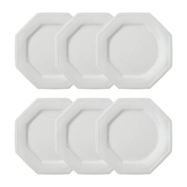 Imagem de Jogo 6 Pratos Rasos Prisma Brancos 28 Cm Porcelana Schmidt