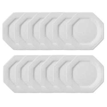 Imagem de Jogo 12 Pratos Rasos Prisma Brancos 28 Cm Porcelana Schmidt