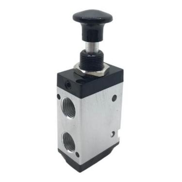 Imagem de Válvula Pneumática 3/2 Vias Acionamento Botão Trava 1/4 Bsp - LAB AUTO