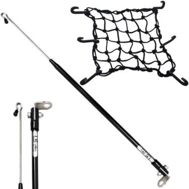 Imagem de Kit Antena Corta Pipa Cerol Linha Fio Proteção Preta Retrovisor / Rede