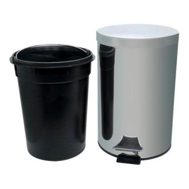 Imagem de Lixeira Aço Inox 12 Litros Com Balde Removível Tampa E Ped - PREMIUM