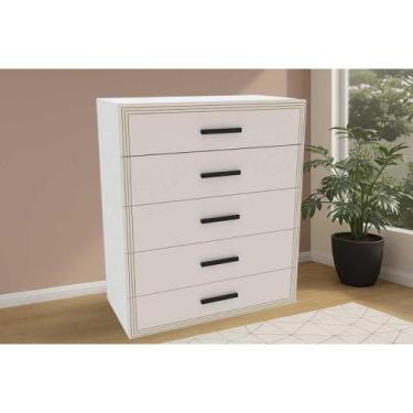 Imagem de Cômoda Casal Valência c/ 5 Gavetas Branco/Creme - Politorno