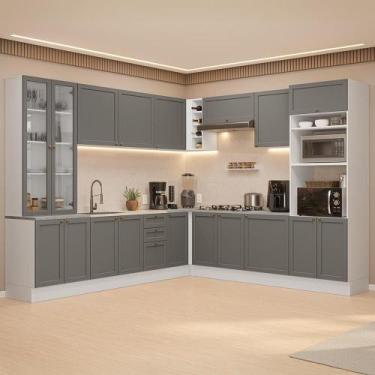 Imagem de Armário de Cozinha Completa de Canto 549 cm Branco/Cinza Vik Madesa 01
