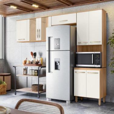 Imagem de Cozinha Compacta Fit 8 Portas Freijó/Off White Cristal - Nicioli - Mul