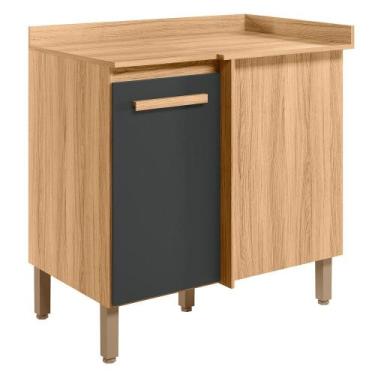 Imagem de Balcão Cozinha Canto Reto 88,5cm 1 Porta Freijó/Chumbo - Nicioli - Mul