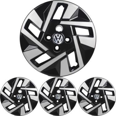 Imagem de 4 Calota Voyage 2000/2024 Aro 14 Black Piano Prata Metálico + Emblema 