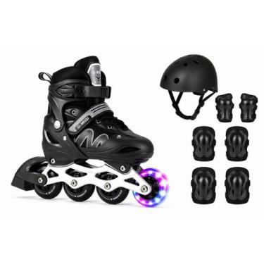 Imagem de Patins Roller In Line Ajustável 28-32 / 32-36 / 36-40 + Led! + KIT PRO