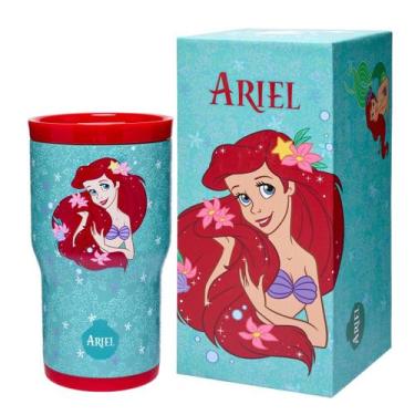 Imagem de Copo Térmico Ariel Resistente Menina Infantil 532 Ml Com Canudo Disney