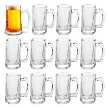 Imagem de 8 Canecas De Chopp 380ml Cerveja De Vidro Kit Copos Transparentes Cozi