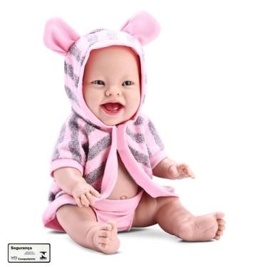 Imagem de Boneca Baby Babilina Banho Bambola Grande 34cm com Roupao Brinquedo In