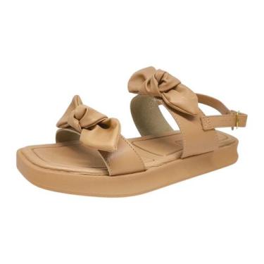 Imagem de Sandália Feminina Flatform Nó Moderna Clássica Moleca, Nude, 38