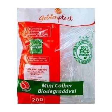 Imagem de Mexedor Mini Colher Picolo Goldenplast com 200 Cristal Biodegradável