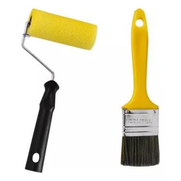 Imagem de Rolinho Para Pintura 09cm E Trincha 2 Compel Rolo + Pincel