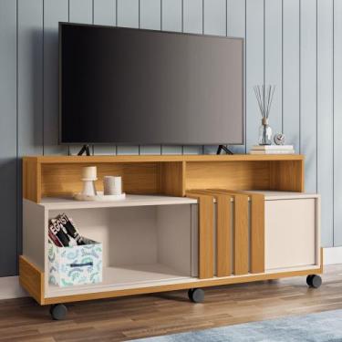 Imagem de Rack Bancada de TV 50 Pol 136cm Graci Cinamomo/Off White - HB Móveis, 