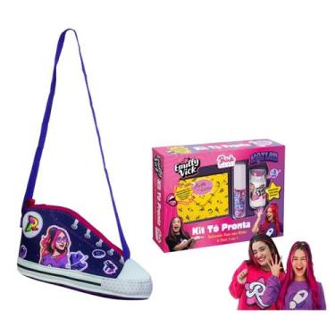 Imagem de Bolsa Tênis Katlen + Kit Tô Pronta Dos Rosa Maquiagem Infantil - Brink