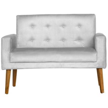 Imagem de Namoradeira Dubai Decorativa Suede Pés Palito, BRANCO