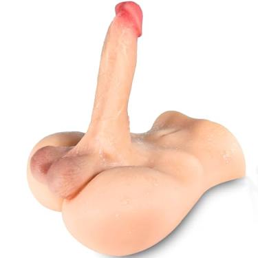 Imagem de Torso de boneca sexual com vibrador enorme para masturbação feminina, masturbador feminino TPE Sexdoll flexível grande pénis dobrável, brinquedos sexuais para adulto para mulher prazer sexual solo gay