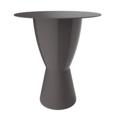 Imagem de Mesa Lateral de Apoio Carbo Área Externa e Interna Tampo Redondo 60cm Plástico Cinza Suporta 120kg I'm In Home