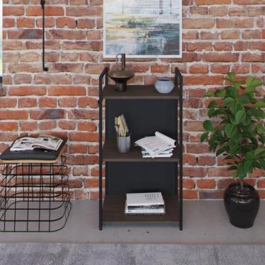 Imagem de Estante com 3 Prateleiras 84x45x33cm com Fundo Yon Marrom/Terracota/Pr