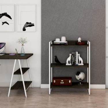 Imagem de Estante de Livros Industrial Aço 80CMX104CM 3 Prateleiras Kuadra Marro