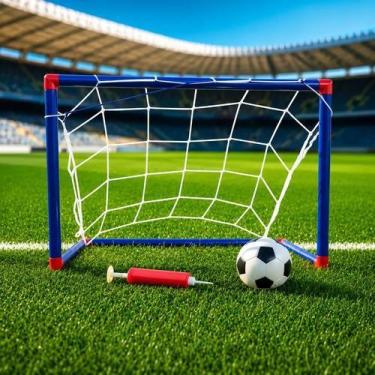 Imagem de Kit Golzinho Trave Futebol Com Bola Bomba Encher Brinquedo - DDG