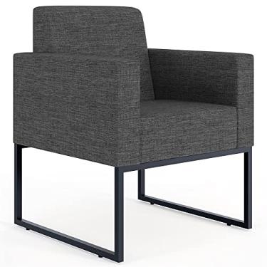 Imagem de Poltrona Decorativa para Sala E Recepção Base Fixa De Metal Helô L02 Linho Cinza Escuro - Lyam Decor