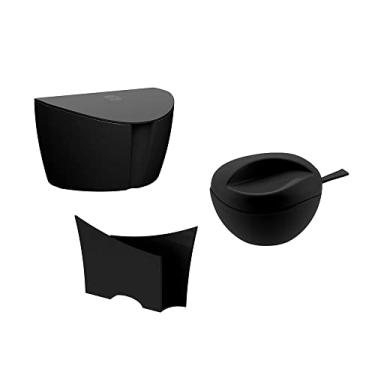 Imagem de Conjunto Açucareiro Saleiro e Porta Guardanapo Preto 3 pcs
