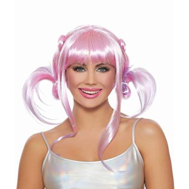 Imagem de Dreamgirl Peruca feminina anime rosa/lavanda Ombré com rabo de porco, tamanho único, Rosa/Lavanda, Tamanho Único