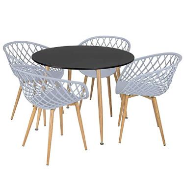 Imagem de Loft7, Mesa de jantar redonda 100 cm preto + 4 cadeiras Clarice Nest