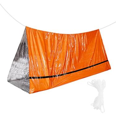 Imagem de barraca de emergência para 2 pessoas,Barraca de sobrevivência de emergência, use como barraca de sobrevivência, abrigo de emergência, barraca de tubo, lona de sobrevivência, proteção para todos os climas durante todo o ano para caminhadas, acampamento e atividades ao ar livre