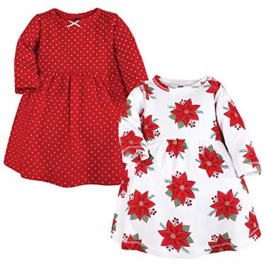 Imagem de Hudson Baby Vestidos de algodão para bebês meninas, Poinsétia Dot, 6-9 Meses