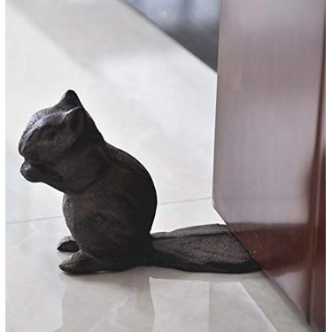 Imagem de ChezMax Rolha de porta de ferro para esquilo, suporte de porta resistente decorativo para casa