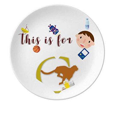 Imagem de Prato de porcelana de oncinha correndo atrás de presa, prato redondo para jantar masculino