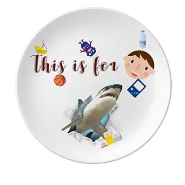 Imagem de Animal Paper Break Shocks Sharks Prato de porcelana para jantar redondo menino homem