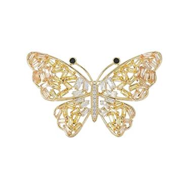 Imagem de KIZQYN Broche feminino elegante e versátil broche de borboleta dourada acessórios de fivela broche feminino acessório de fantasia feito à mão