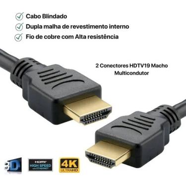 Imagem de Cabo 10metros Hdmi Blindado 1.4 Ethernet Full Hd 3d Envio Já