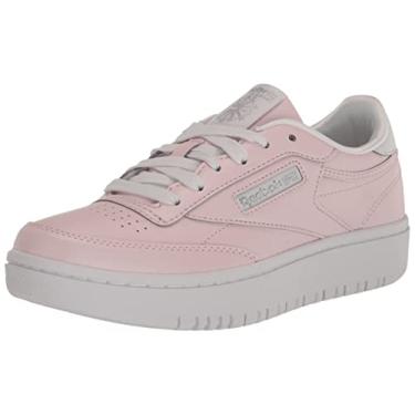 Imagem de Reebok Tênis feminino Club C Double, Porcelana rosa/branco/prata metálico, 19