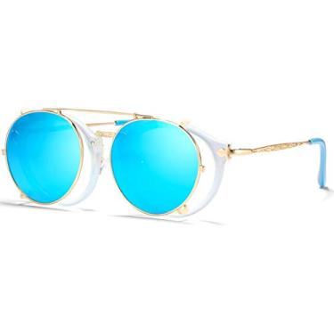 Imagem de Óculos de Sol FLIP KDEAM Redondo com Proteção Uv400 Alta Moda Estilo Flip-On Clipe na Lente (C7)