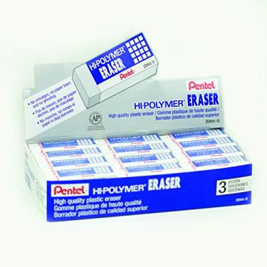 Imagem de Borracha Pentel Hi-Polymer Block Eraser, grande, branca, pacote com 36 (ZEH-10)